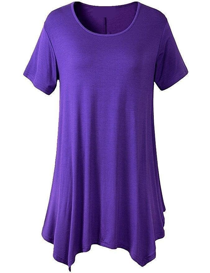 Women's Summer Mid-length Short-sleeved T-shirt Loose Round Neck Solid Color Bottoming Shirt
