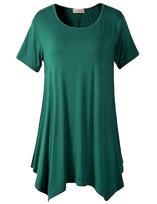 Women's Summer Mid-length Short-sleeved T-shirt Loose Round Neck Solid Color Bottoming Shirt