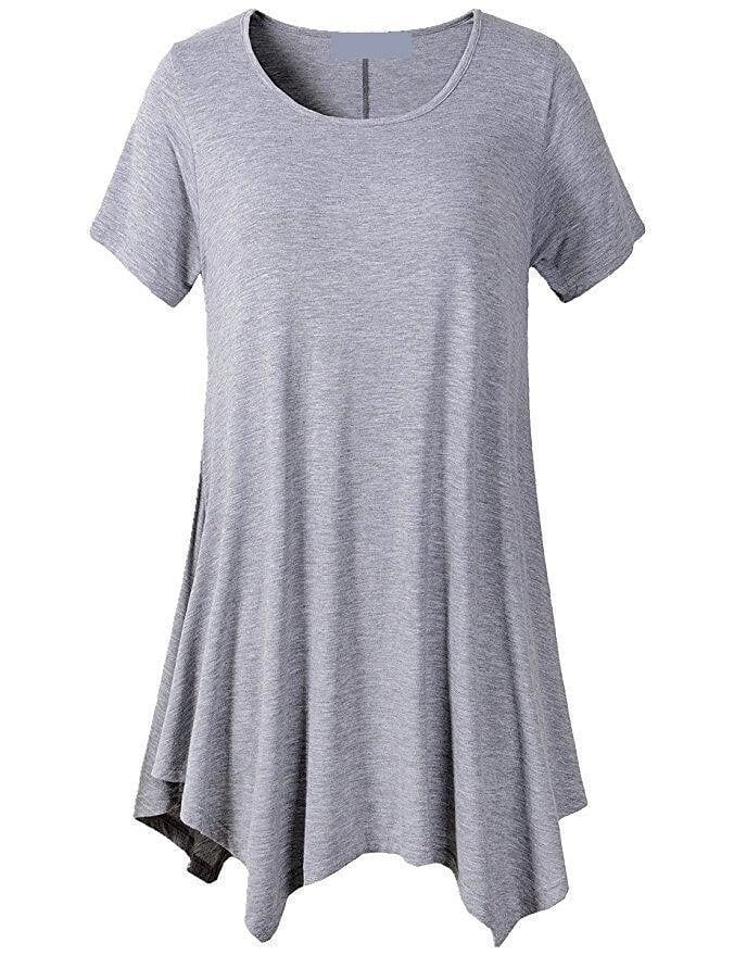 Women's Summer Mid-length Short-sleeved T-shirt Loose Round Neck Solid Color Bottoming Shirt