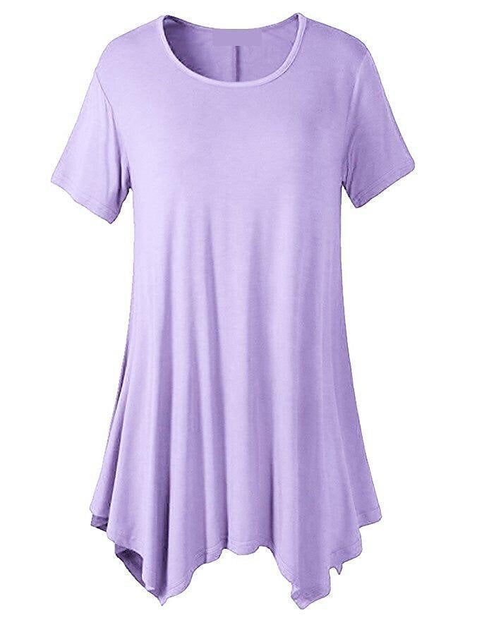 Women's Summer Mid-length Short-sleeved T-shirt Loose Round Neck Solid Color Bottoming Shirt
