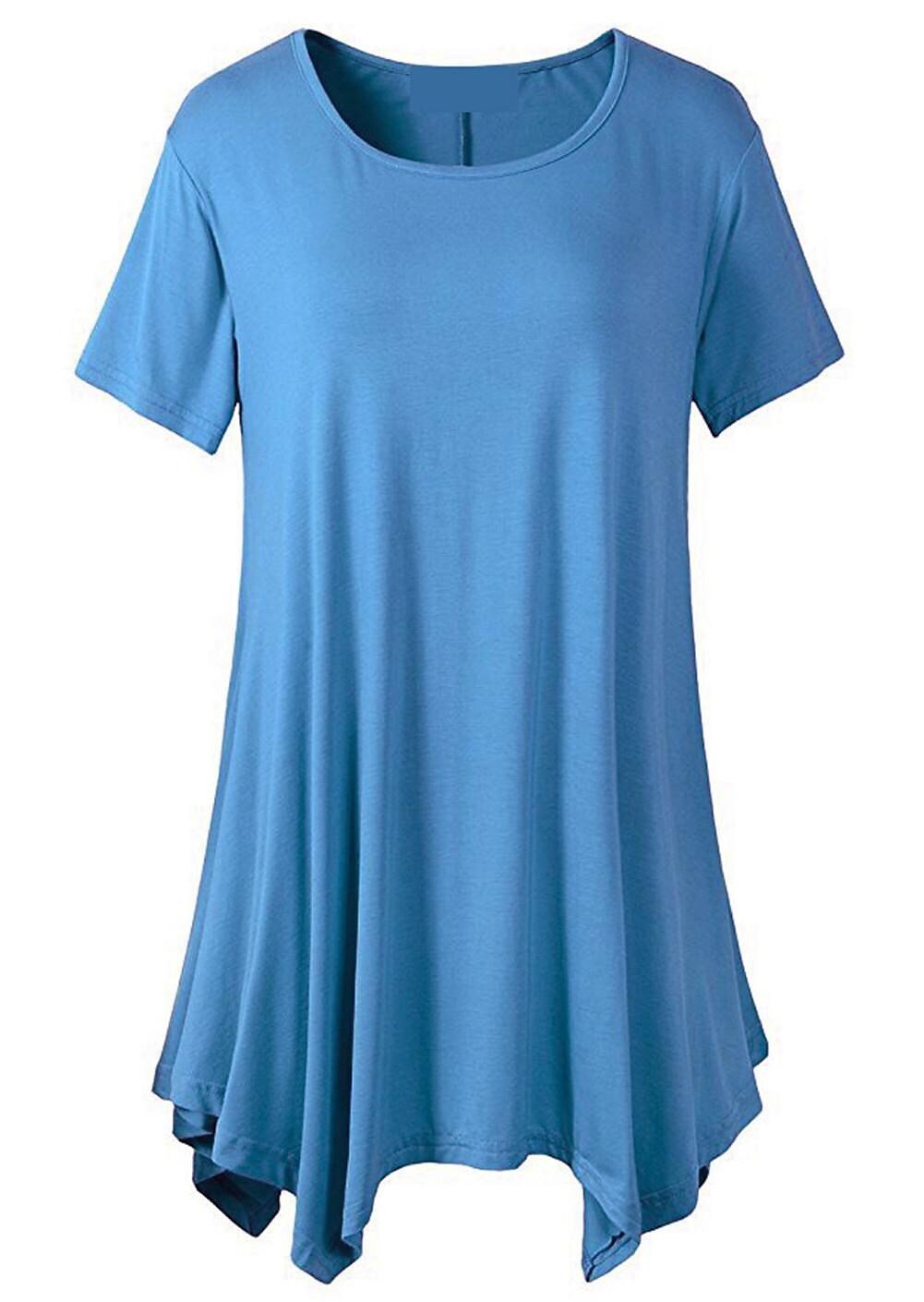 Women's Summer Mid-length Short-sleeved T-shirt Loose Round Neck Solid Color Bottoming Shirt
