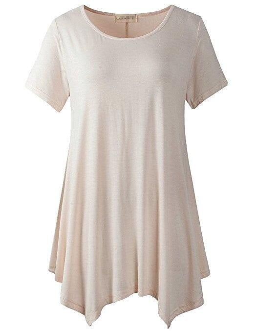 Women's Summer Mid-length Short-sleeved T-shirt Loose Round Neck Solid Color Bottoming Shirt