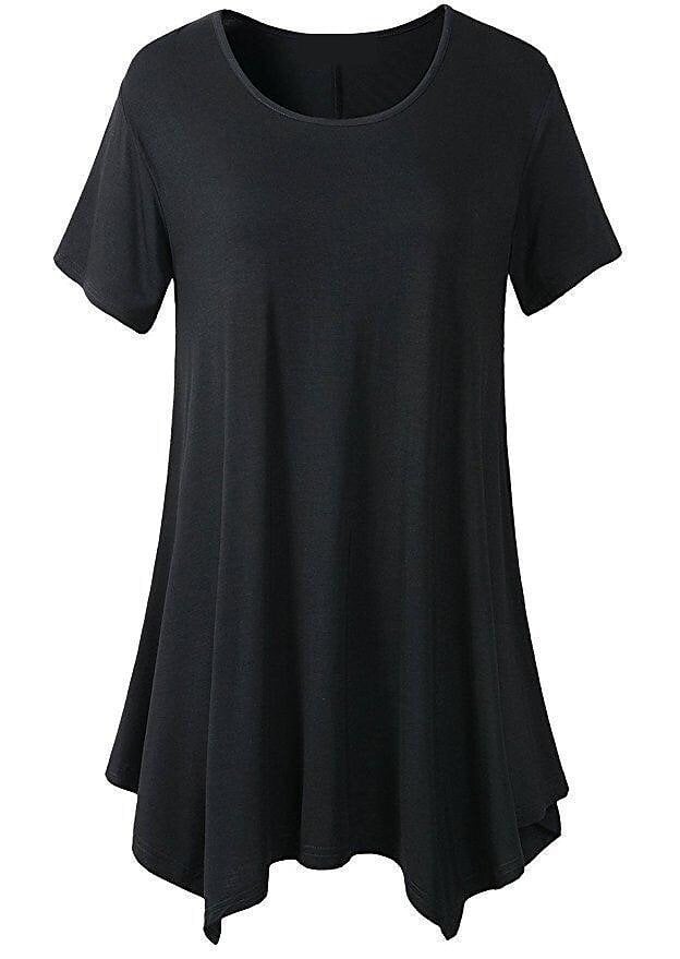 Women's Summer Mid-length Short-sleeved T-shirt Loose Round Neck Solid Color Bottoming Shirt
