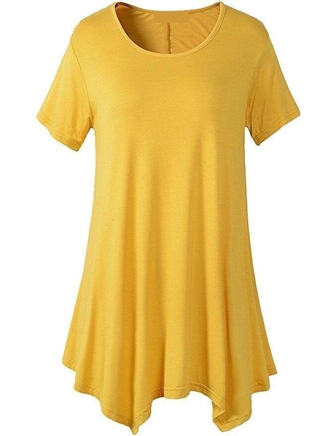 Women's Summer Mid-length Short-sleeved T-shirt Loose Round Neck Solid Color Bottoming Shirt