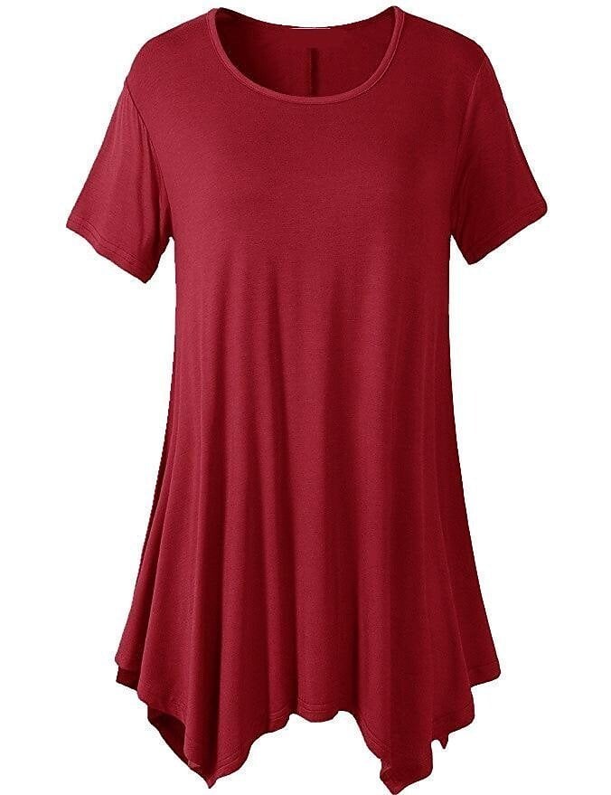 Women's Summer Mid-length Short-sleeved T-shirt Loose Round Neck Solid Color Bottoming Shirt