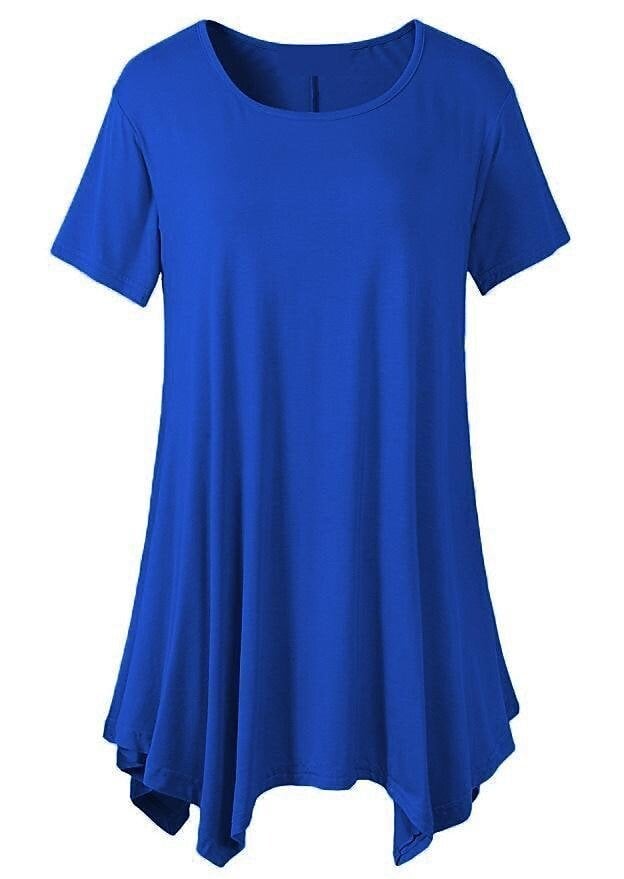 Women's Summer Mid-length Short-sleeved T-shirt Loose Round Neck Solid Color Bottoming Shirt
