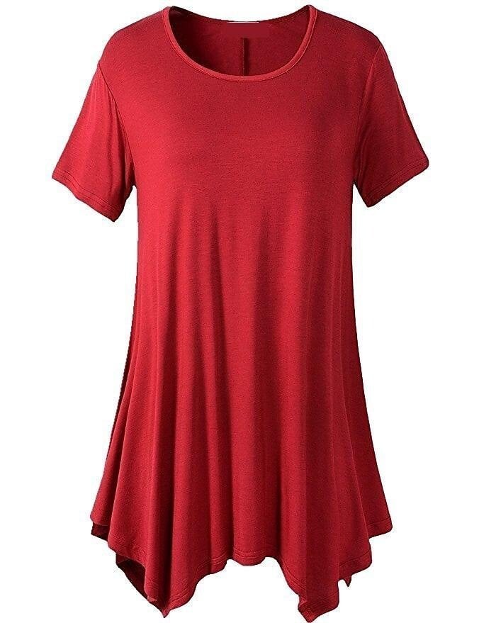 Women's Summer Mid-length Short-sleeved T-shirt Loose Round Neck Solid Color Bottoming Shirt