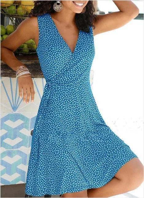 🔥Print Sleeveless A-line Knee Length Casual/Vacation Dresses👗
