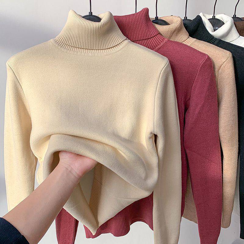 Winter fleece thick knitted bottoming shirt