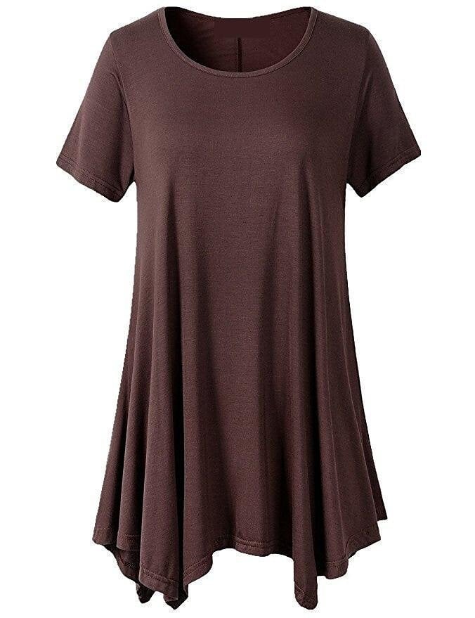 Women's Summer Mid-length Short-sleeved T-shirt Loose Round Neck Solid Color Bottoming Shirt